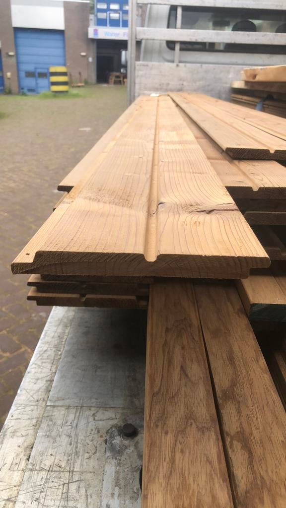 Restpartij thermisch gemodificeerd vuren rabat channelsiding, Planken, Nieuw, Ophalen of Verzenden, Hardhout
