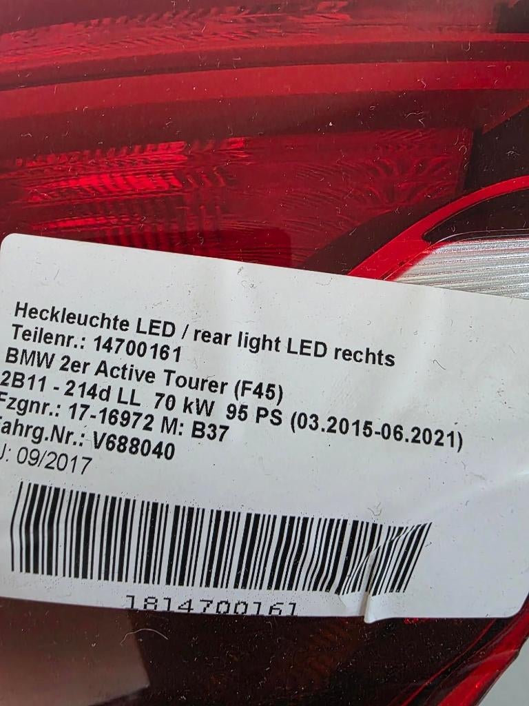 BMW 2 Active Tourer (F45) achterlicht rechts, Auto-onderdelen, Gebruikt, -, Info@rmarnico.nl, Ophalen of Verzenden