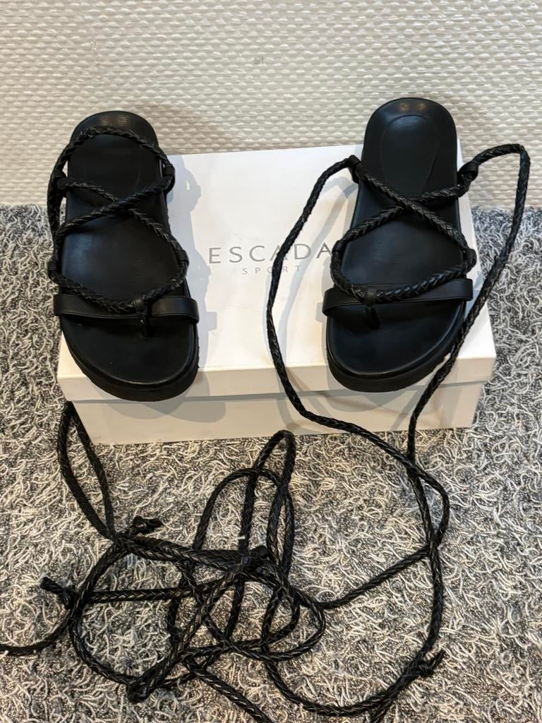 Escada sandaaltjes met bandjes rond enkel 36, ., Zwart, Nieuw, .
