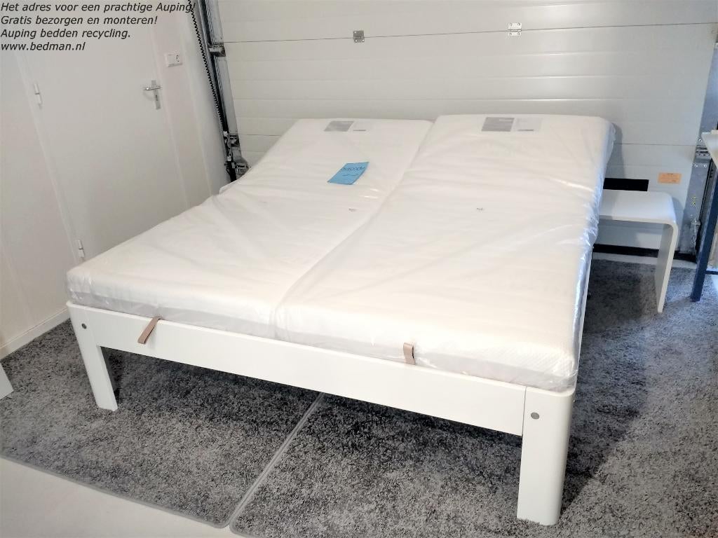 Prachtige Auping Auronde hoog model! Gratis bez/Monteren!, Verstelbaar, Verzenden, Wit, Tweepersoons