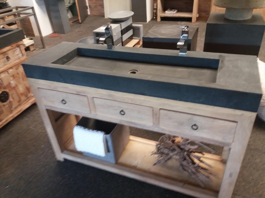 Badkamermeubel hout, badmeubel hout , oud hout , landelijk, Huis en Inrichting, Badkamer | Badkamermeubels, Ophalen of Verzenden