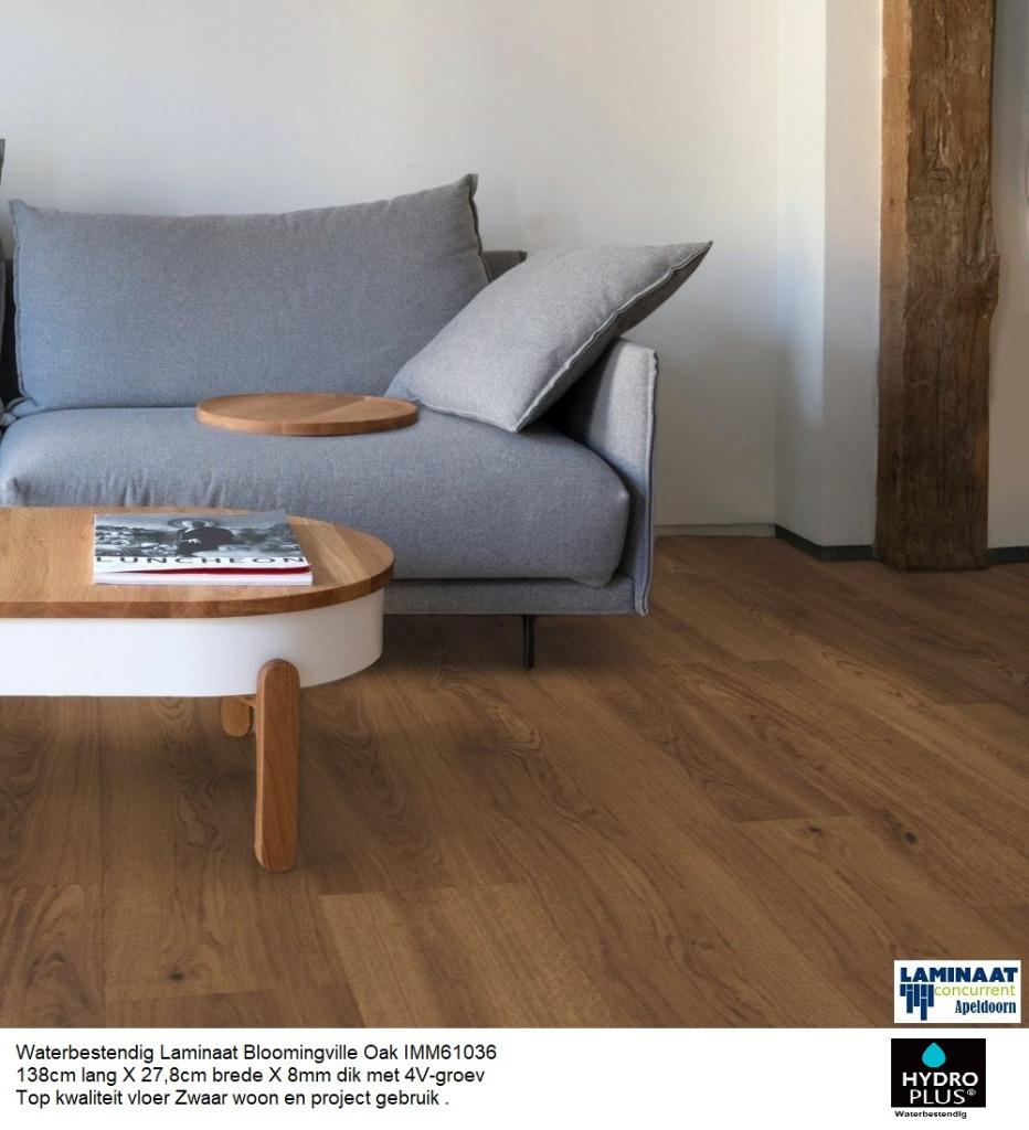 Waterbestendig laminaat Blooming ville 27,8cm brede plank, Bruin, 75 m² of meer, Ophalen of Verzenden, Laminaat