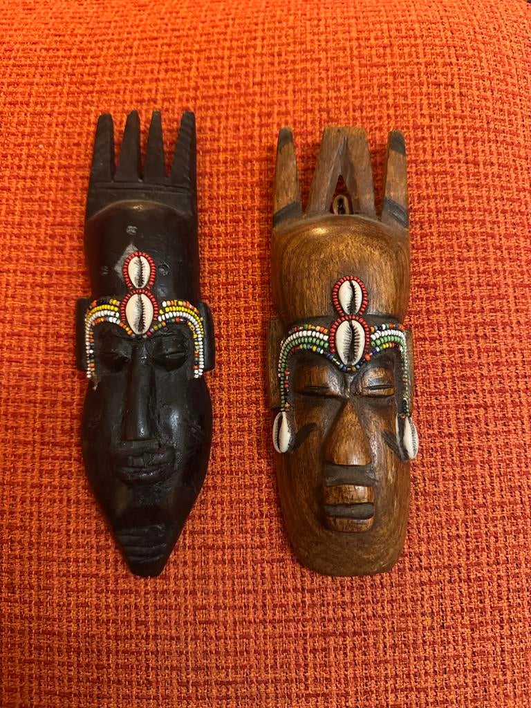 Vintage Afrikaanse Maskers - Wanddecoratie, Antiek en Kunst, Verzenden