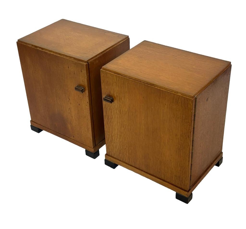 Art Deco Nachtkastjes Set Van 2 Eiken Fineer Design, Ophalen, Art Deco, Gebruikt, Minder dan 45 cm