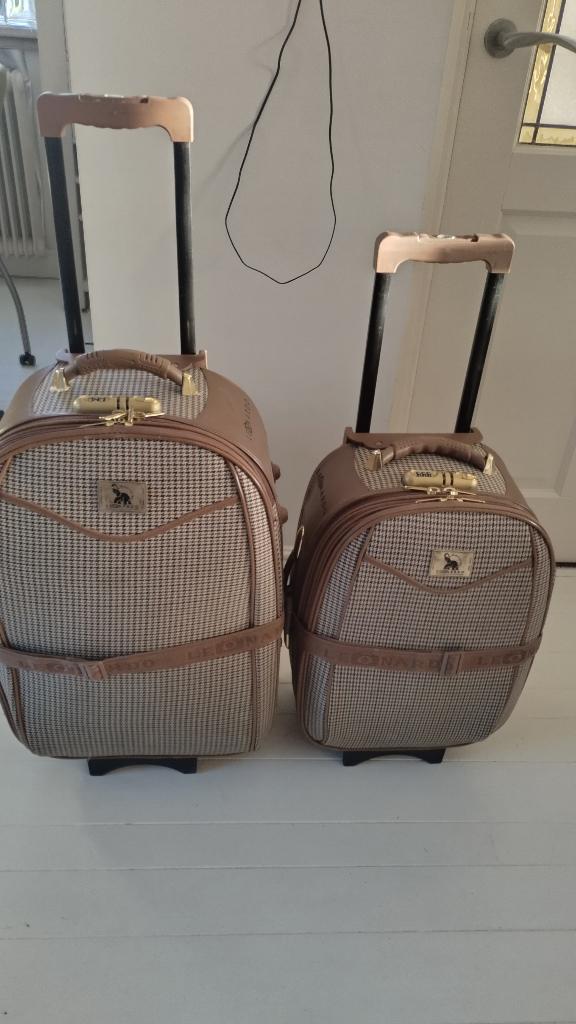 LEONARDO TROLLEYSET KOFFERSET RUITJES MET CIJFERSLOT, Ophalen, Overige materialen, 70 cm of meer, Minder dan 35 cm