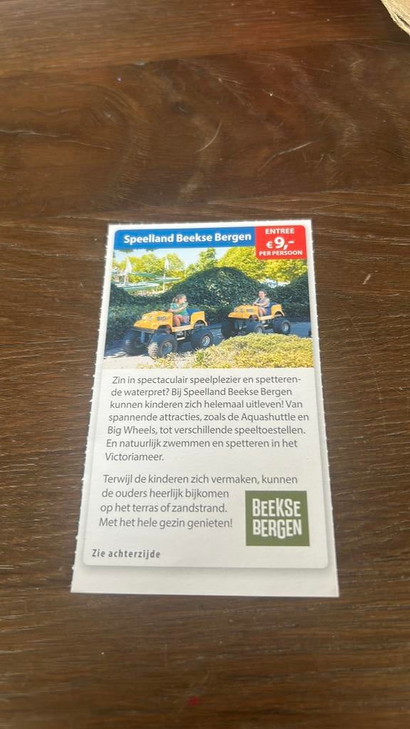 Entree 9 euro pp bij speelland beekse bergen, Drie personen of meer, Overige soorten