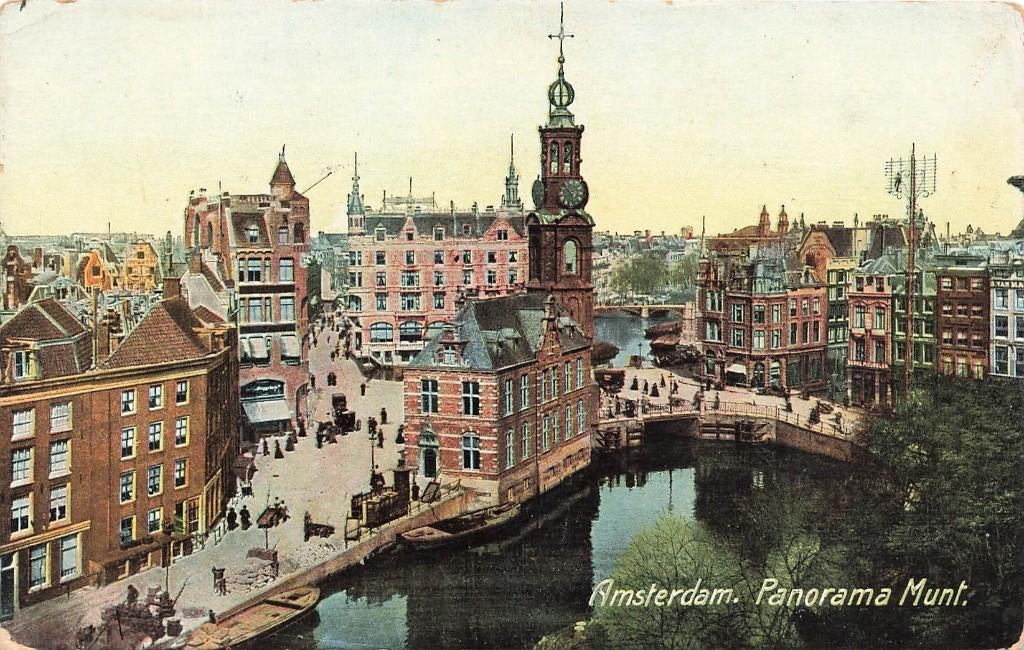 Amsterdam, Panorama Munt  1914, Ophalen of Verzenden, Voor 1920, Gelopen, Noord-Holland