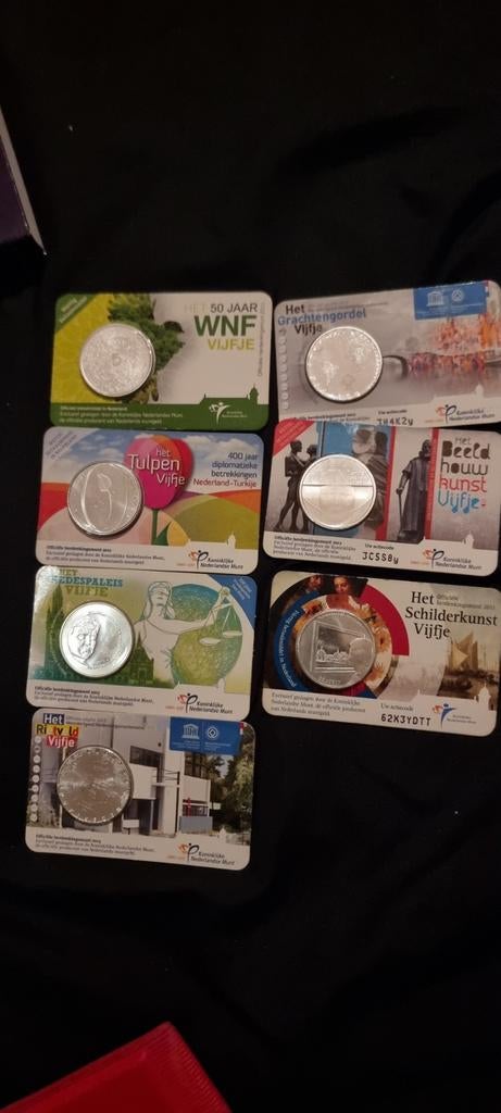 Zilveren Vijfjes - 7 Stuks, Postzegels en Munten, Munten | Nederland, Koningin Beatrix, Zilver, Euro's, Ophalen of Verzenden