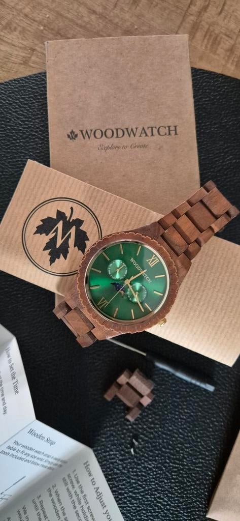 Woodwatch - Zo goed als nieuw, compleet, Sieraden, Tassen en Uiterlijk, Horloges | Heren, Overige merken, Overige materialen, Polshorloge