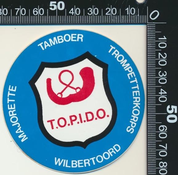 Sticker: Topido Majorette Trompetterkorps - Wilbertoord, Ophalen of Verzenden, Zo goed als nieuw, Bedrijf of Vereniging