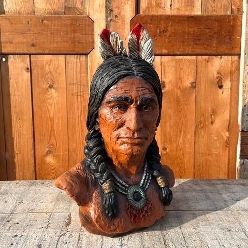 Buste Native American van V. Kendrick 1972 borstbeeld, Antiek en Kunst, Kunst | Beelden en Houtsnijwerken, Ophalen