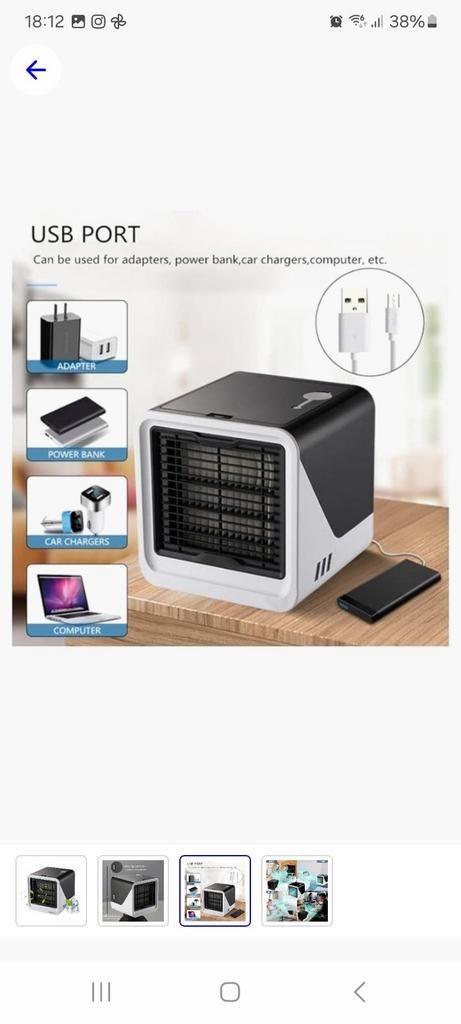 MEJC Mini Air Cooler - Persoonlijke Luchtkoeler, Timer, Minder dan 60 m³, Nieuw, 3 snelheden of meer