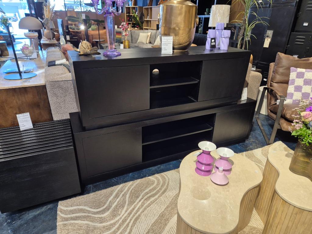 Tv Meubel Preto Zwart | 150 of 180 cm Direct Leverbaar -30%%, 150 tot 200 cm, Nieuw, Ophalen of Verzenden, Minder dan 100 cm