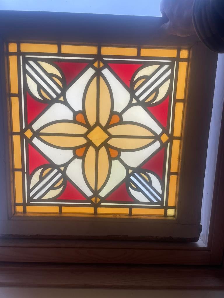 Art Deco Glas in lood raam origineel, Ophalen