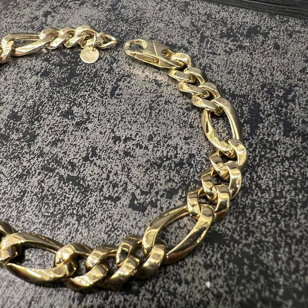 14k gouden armband figaro schakel, Ophalen of Verzenden, Zo goed als nieuw, Goud