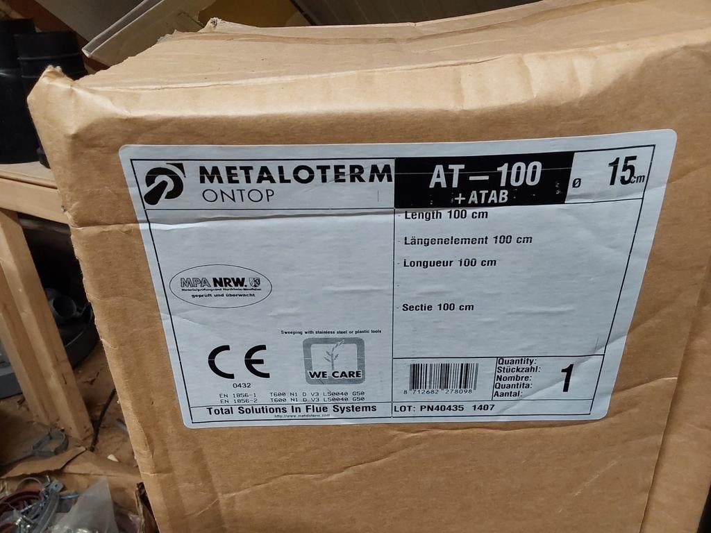Metaloterm dubbelwandige rvs geisoleerde rookgasafvoer, Ophalen of Verzenden, Nieuw, 60 tot 150 cm, 80 cm of meer