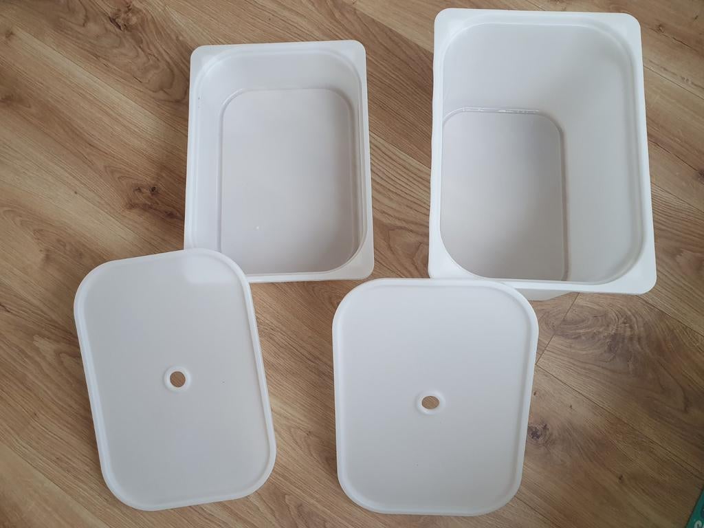 TROFAST opbergbakken met deksels, wit, Ophalen, Doos, Minder dan 35 cm, Minder dan 50 cm