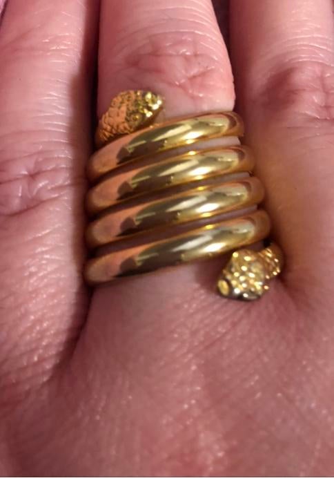 Ring Slang Vintage Goud Kleir Aparte Grote Ring, IJzer of Staal, Ophalen of Verzenden, Dame, Goud