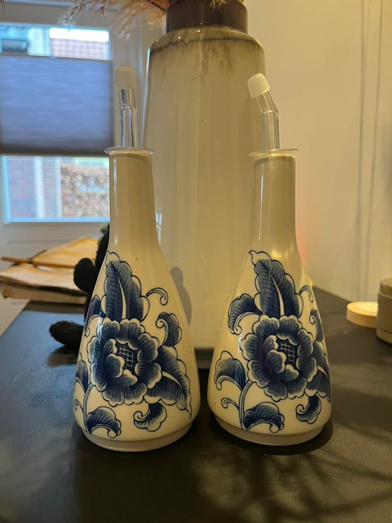 Mooie vintage olie vaasjes / oliekan olieflesje delftsblauw, Huis en Inrichting, Ophalen of Verzenden, Zo goed als nieuw