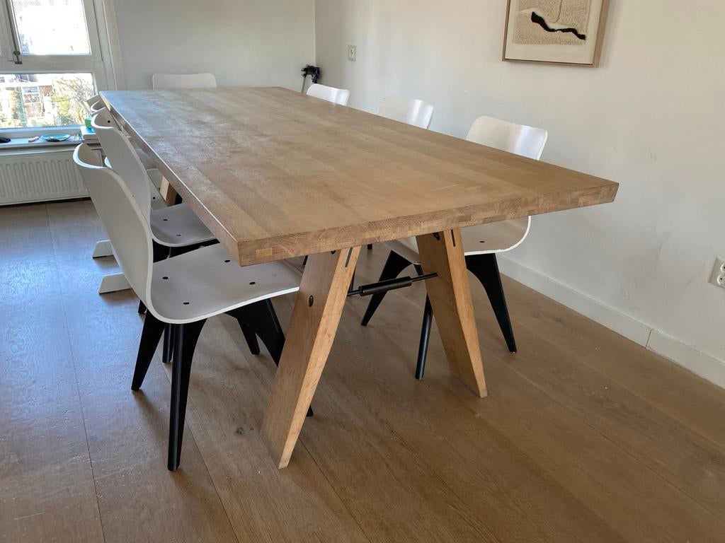 Odesi Massief houten eettafel 240x100, Ophalen, Gebruikt, 100 tot 150 cm, Eikenhout