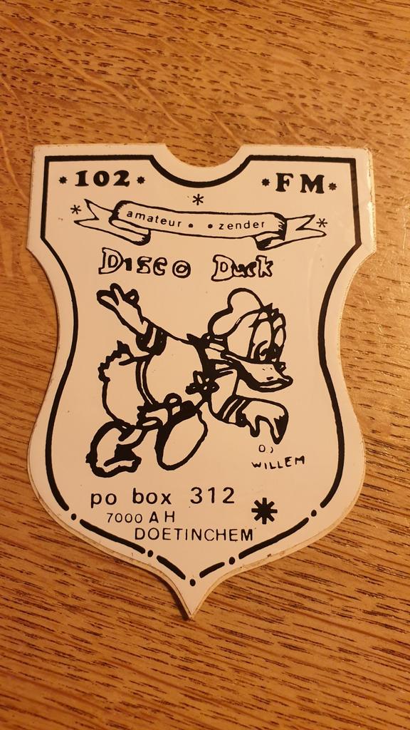Sticker amateur zender piraat Disco Duck,Willem DOETINCHEM, Ophalen of Verzenden, Zo goed als nieuw