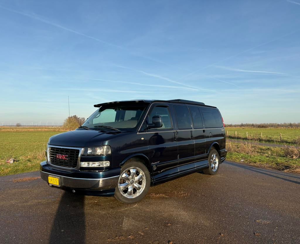 GMC Savana Camper 2005 | 7-persoons | Benzine/LPG | APK 2026, Automaat, Stoelverwarming, Blauw, Particulier