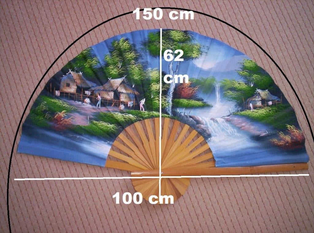 decoratieve grote waaier/hout/stof, Ophalen, Zo goed als nieuw