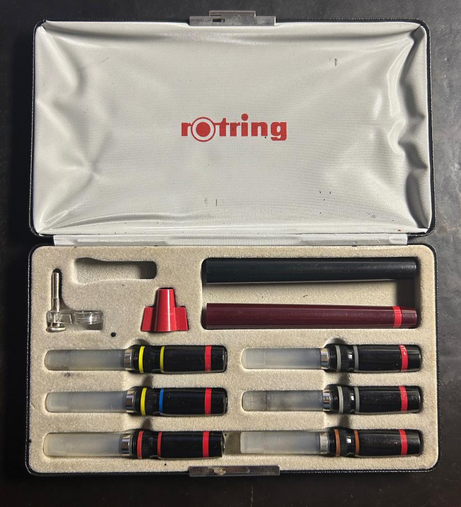 Rotring Vintage Rapidograph Pennenset 0,2,0,3,04,05, Ophalen of Verzenden, Gebruikt, Overige typen