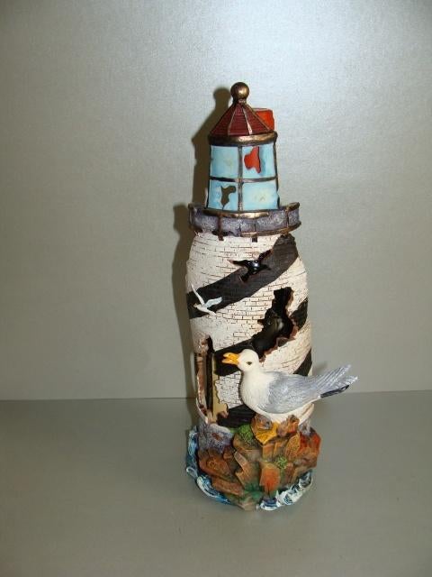 Wijnfleshouder Vuurtoren en Zeemeeuw kurkentrekker, Kunststof, Onbekend, Nieuw, Ophalen of Verzenden