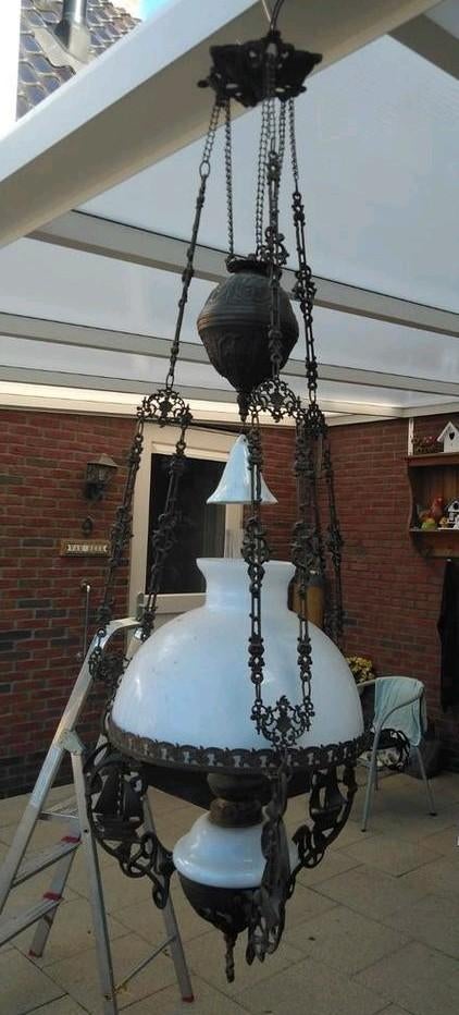 Antieke originele olie hanglamp, Antiek en Kunst, Ophalen