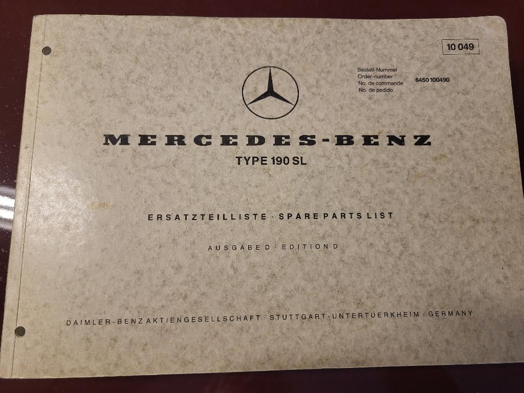Mercedes Benz 190SL Ersatzteilliste Typ 190 SL, Ausgabe D, Auto diversen, Handleidingen en Instructieboekjes, Ophalen of Verzenden