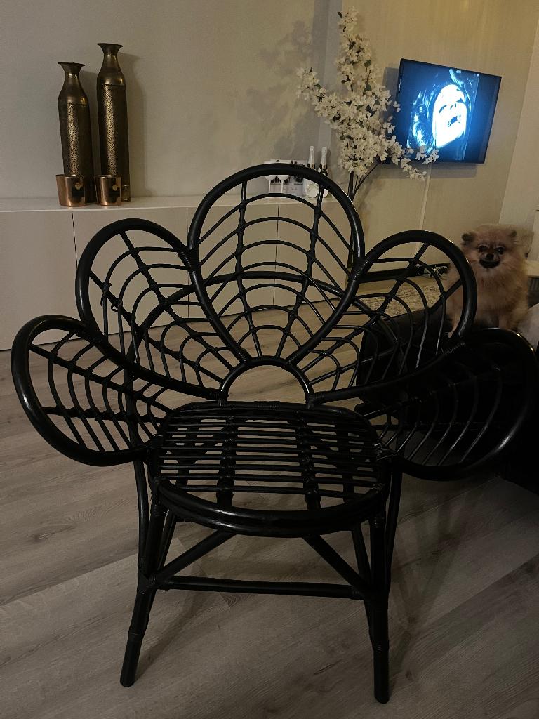 Rotan Lotus stoel xenos, Huis en Inrichting, Stoelen, Zwart, Riet of Rotan, Ophalen of Verzenden, Zo goed als nieuw