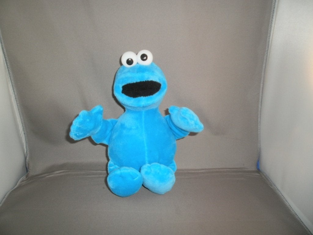 sesamstraat koekie monster velours harde plastic ogen 26cm, Overige merken, Overige karakters, Overige typen, Blauw