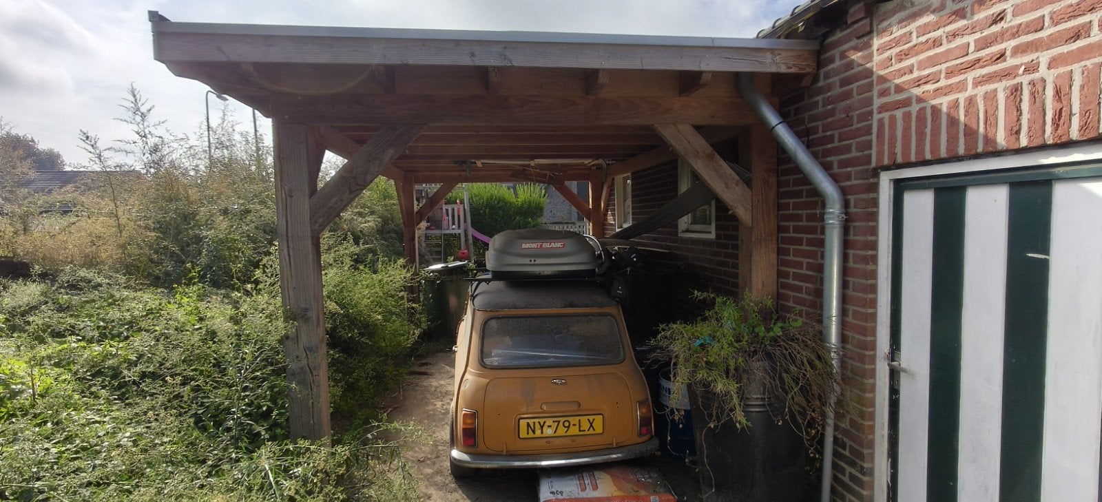 Douglas houten overkapping met EPDM dakk, Ophalen, Zo goed als nieuw, Carport