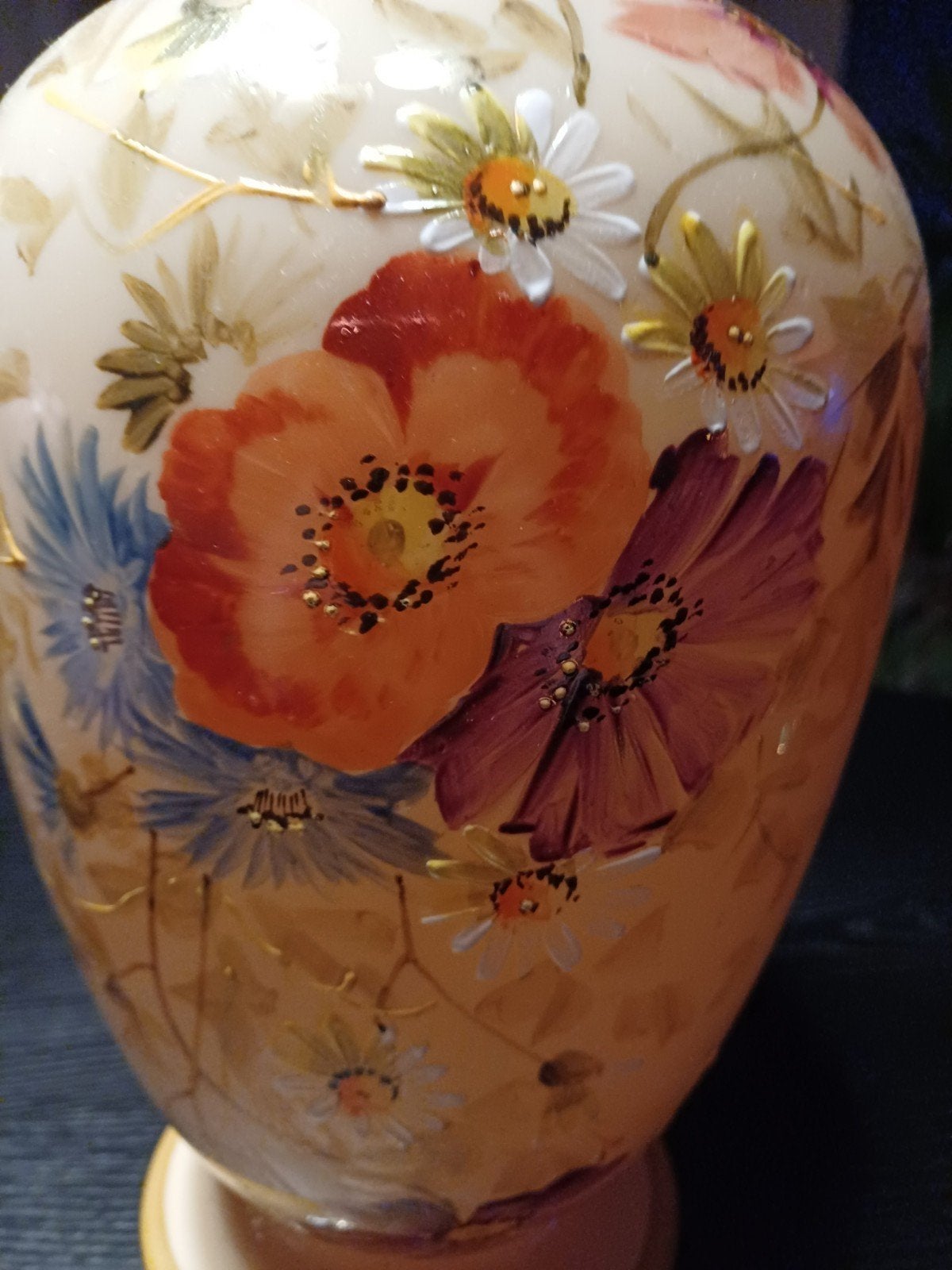 Opaline vaas handgeschilderd, Antiek en Kunst, Ophalen of Verzenden