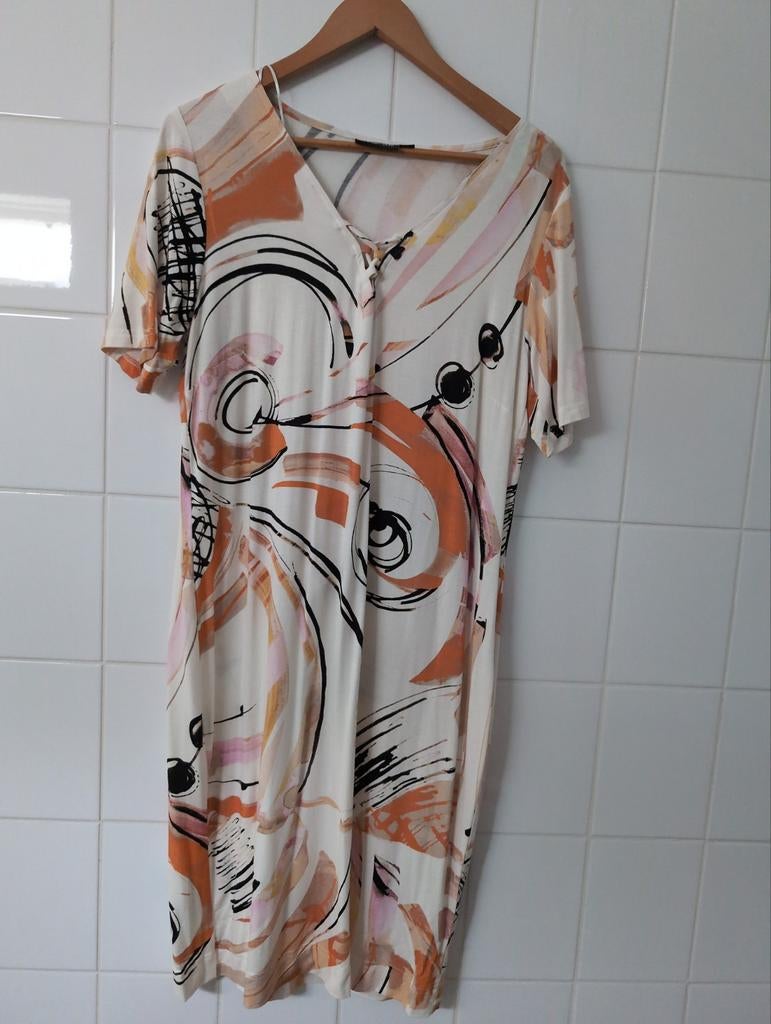 Myrna bij NED jurk met abstracte print, Maat 38/40 (M), Overige kleuren, Nieuw, Onder de knie