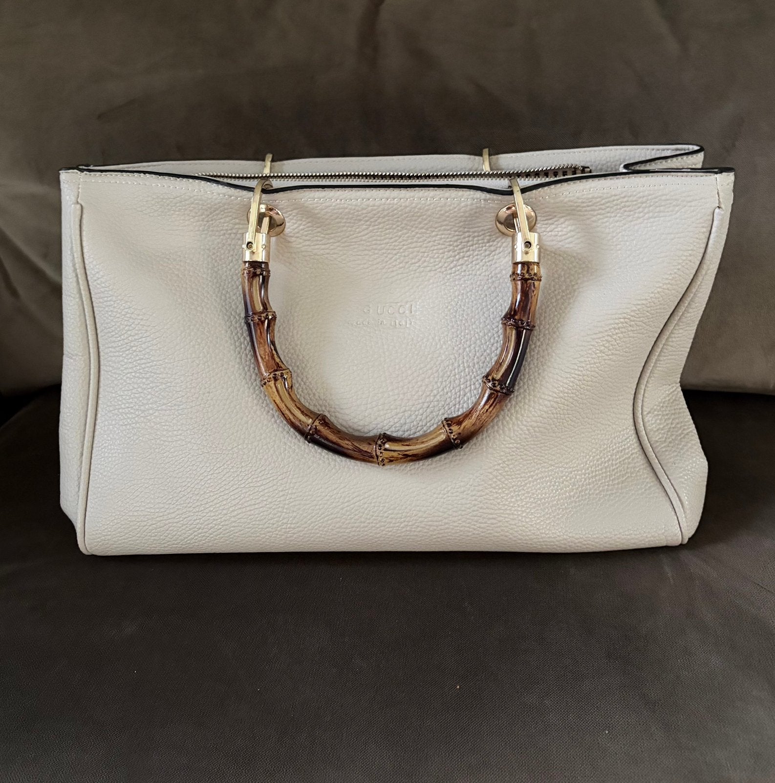 Bamboe tas beige, Sieraden, Tassen en Uiterlijk, Tassen | Damestassen, Ophalen of Verzenden, Gebruikt, Beige, Handtas