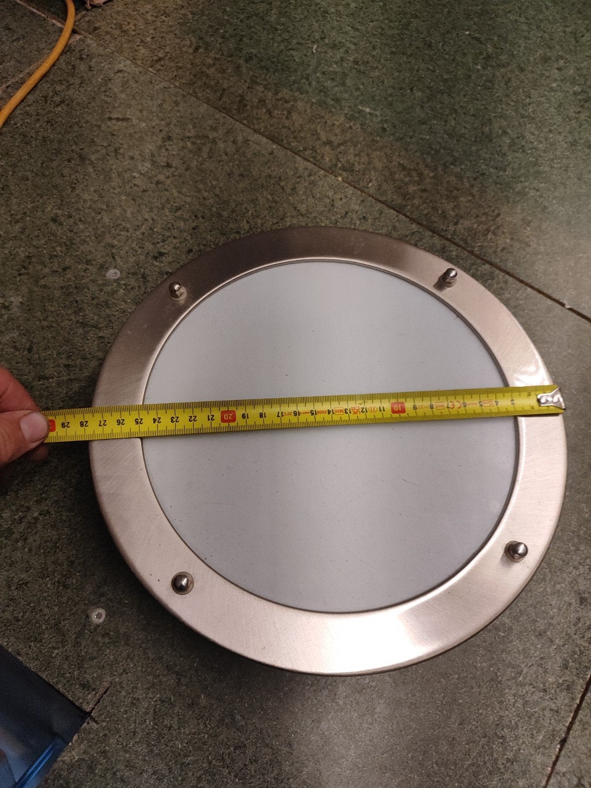 Ronde RVS Plafondlamp / Wandlamp - Ø 28 cm, Ophalen of Verzenden, Gebruikt, Modern, Industrieel
