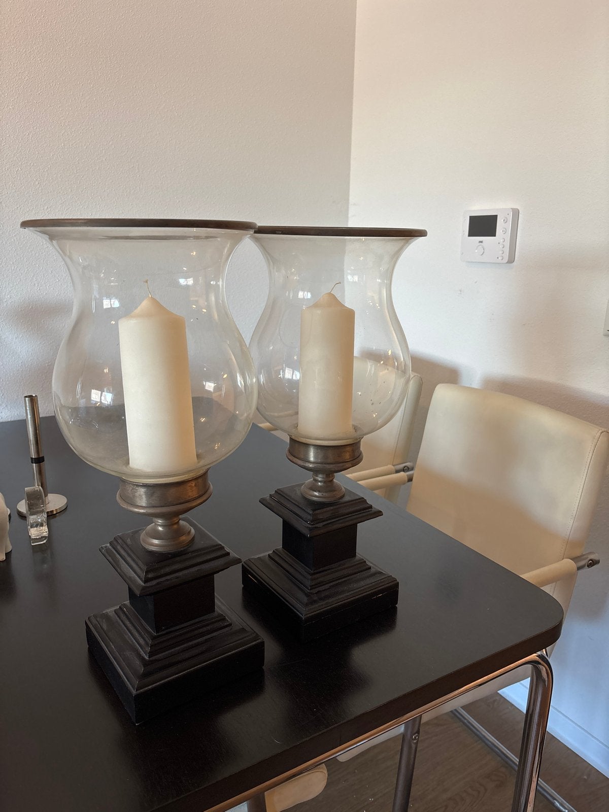 Set van 2 windlichten, 50 cm hoog, Ophalen, Windlicht, Gebruikt, Zwart