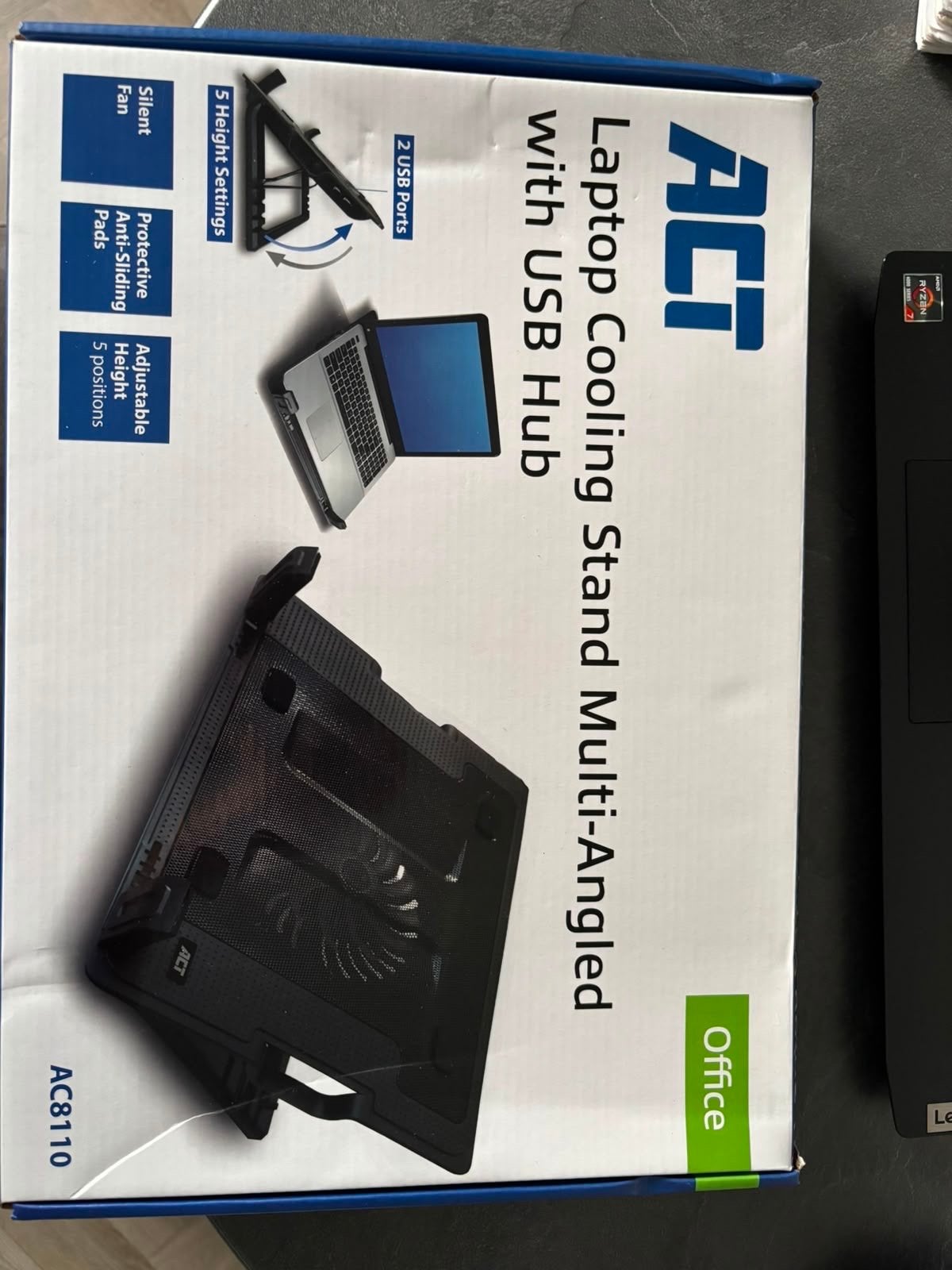 ACT Laptop Koelstandaard Multi-Angled met USB Hub, Ophalen of Verzenden, Zo goed als nieuw, In hoogte verstelbaar