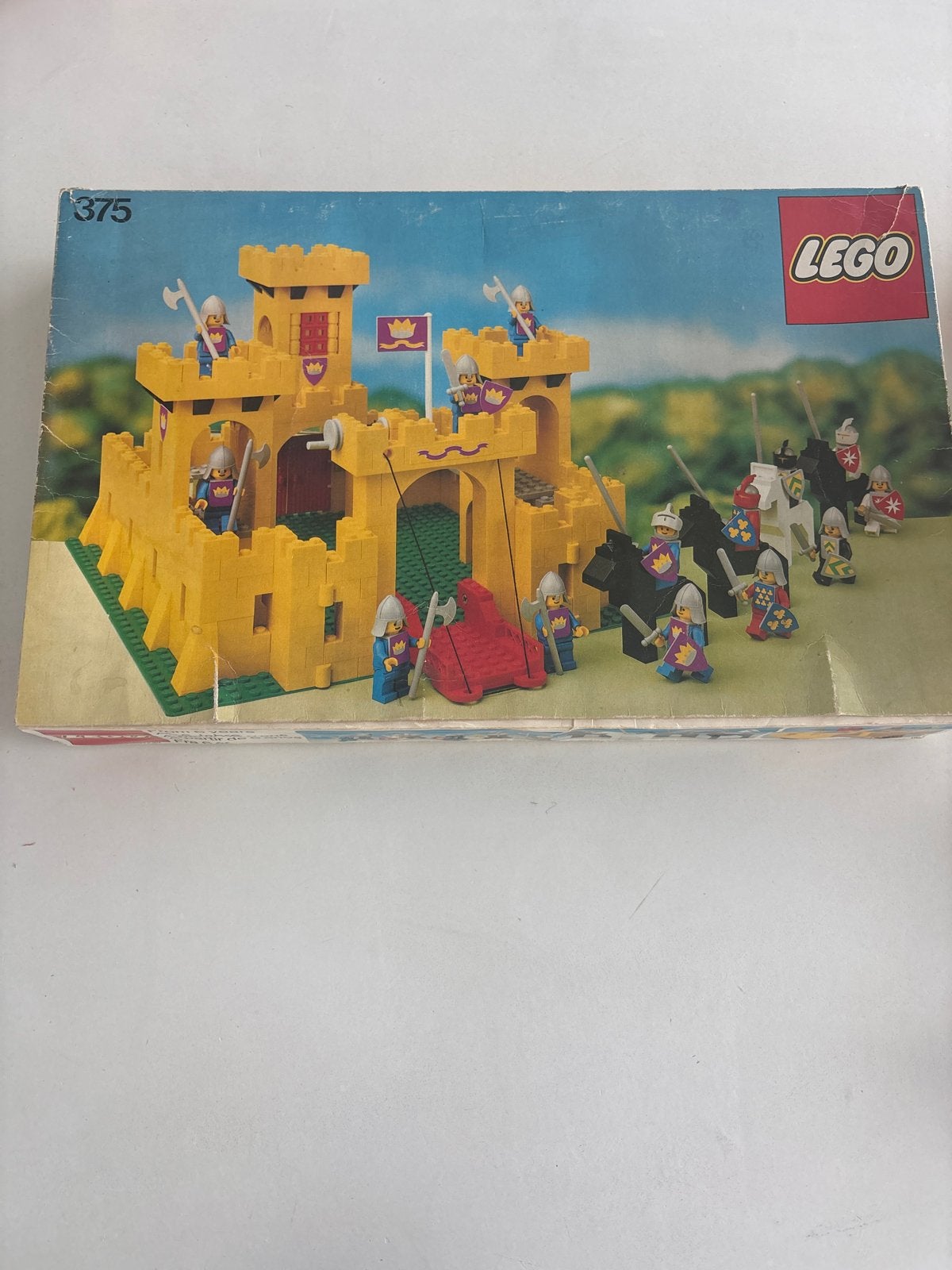 Vintage LEGO Kasteel 375/6075 de met minifiguren en doos, Ophalen of Verzenden, Gebruikt, Overige merken