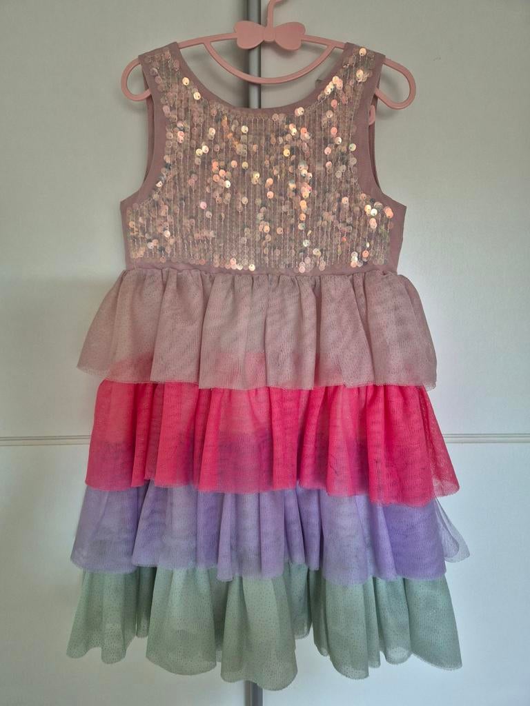 Prachtige feestjurk met pailletten+ruches voor meisje mt 104, Kinderen en Baby's, Kinderkleding | Maat 104, Meisje, H&M, Ophalen of Verzenden