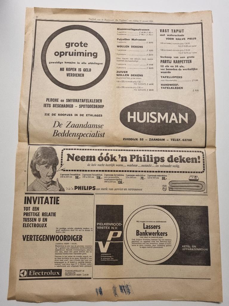 Advertentie voor Philips deken (1966), Verzamelen, Tijdschriften, Kranten en Knipsels, Ophalen of Verzenden, 1960 tot 1980, Knipsel(s)