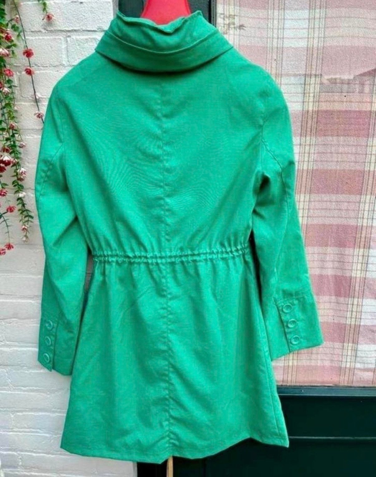 Groene trenchcoat Marks & Spencer maat S met capuchon, Kleding | Dames, Ophalen of Verzenden, Gedragen, Maat 36 (S), Groen