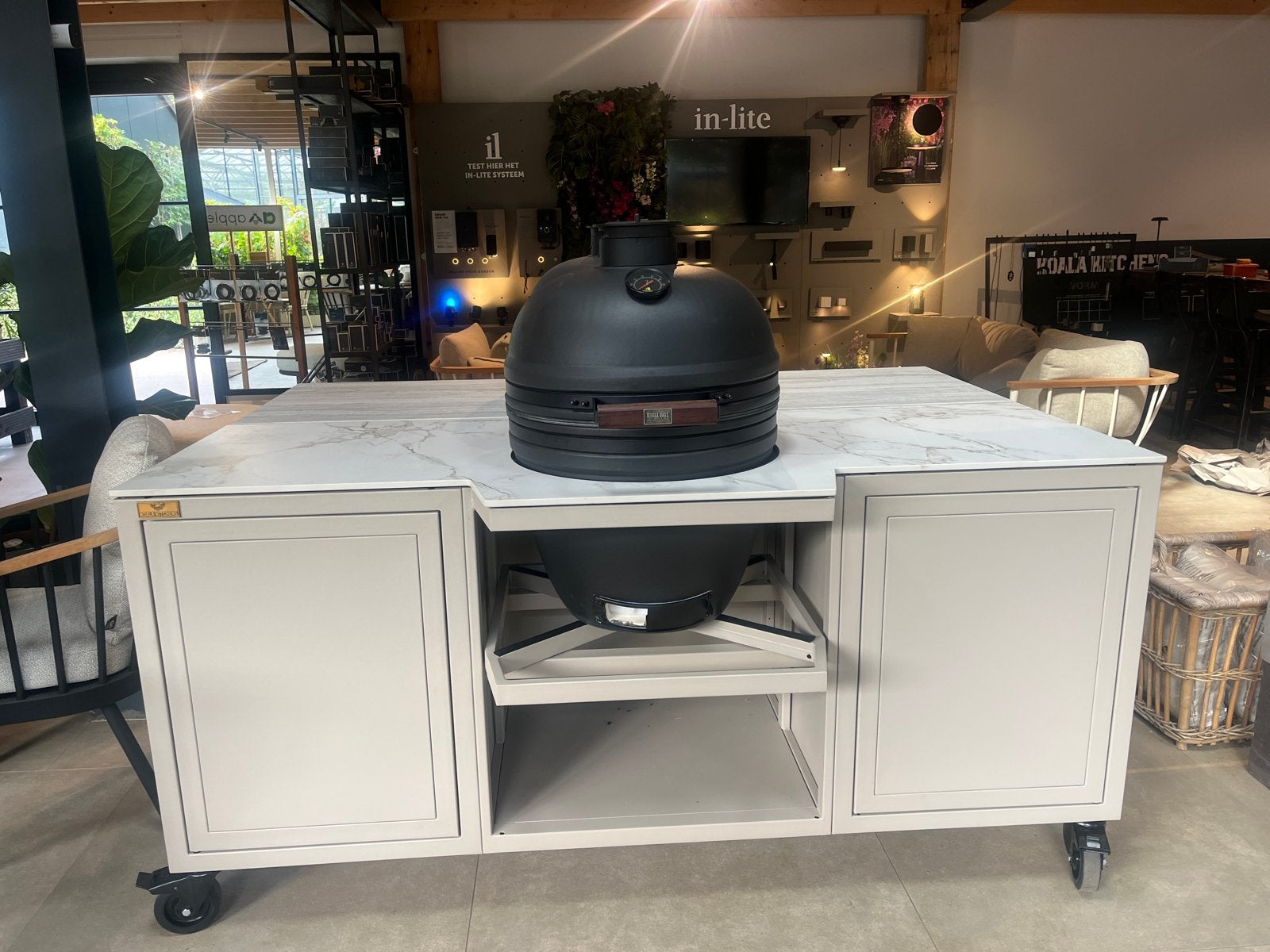 Buitenkeuken met Kamado BBQ - Champagne Kleur, Ophalen of Verzenden, Nieuw, Houtskool, Vrijstaand