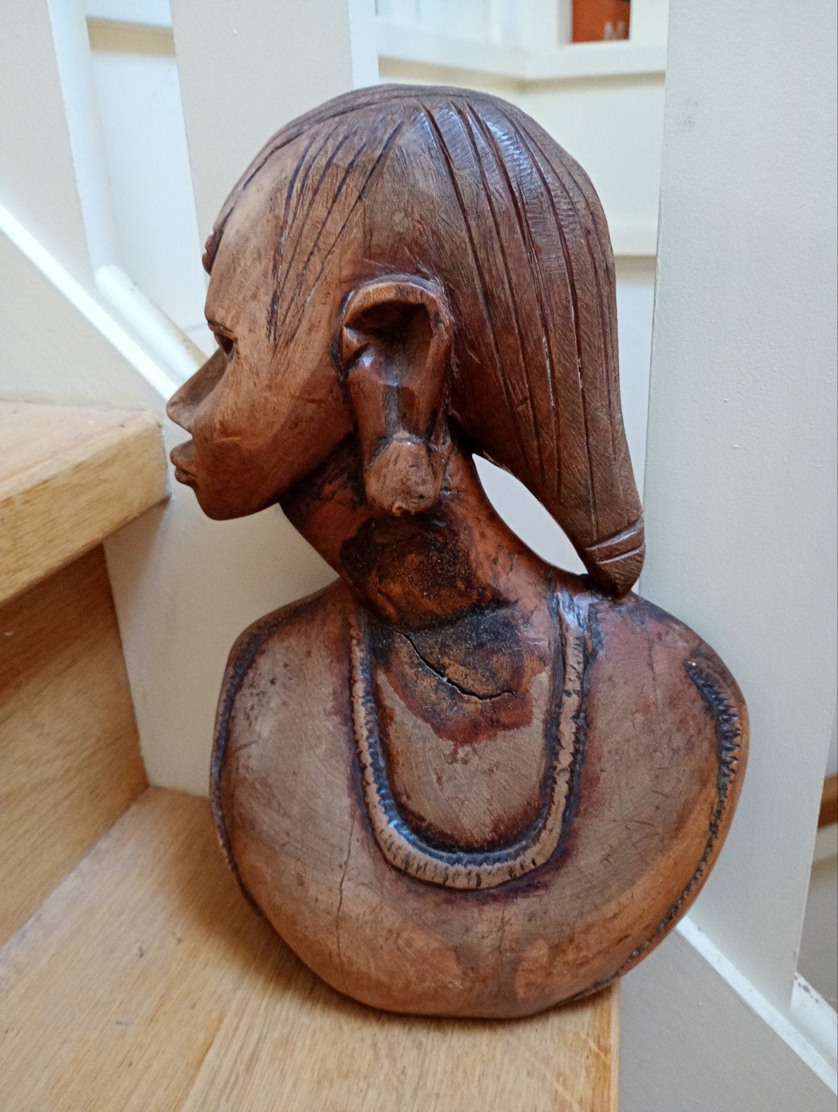 tropisch hardhout unieke buste Afrikaanse man, vintage, Ophalen, Buste, Handgemaakt, 20 - 50 cm
