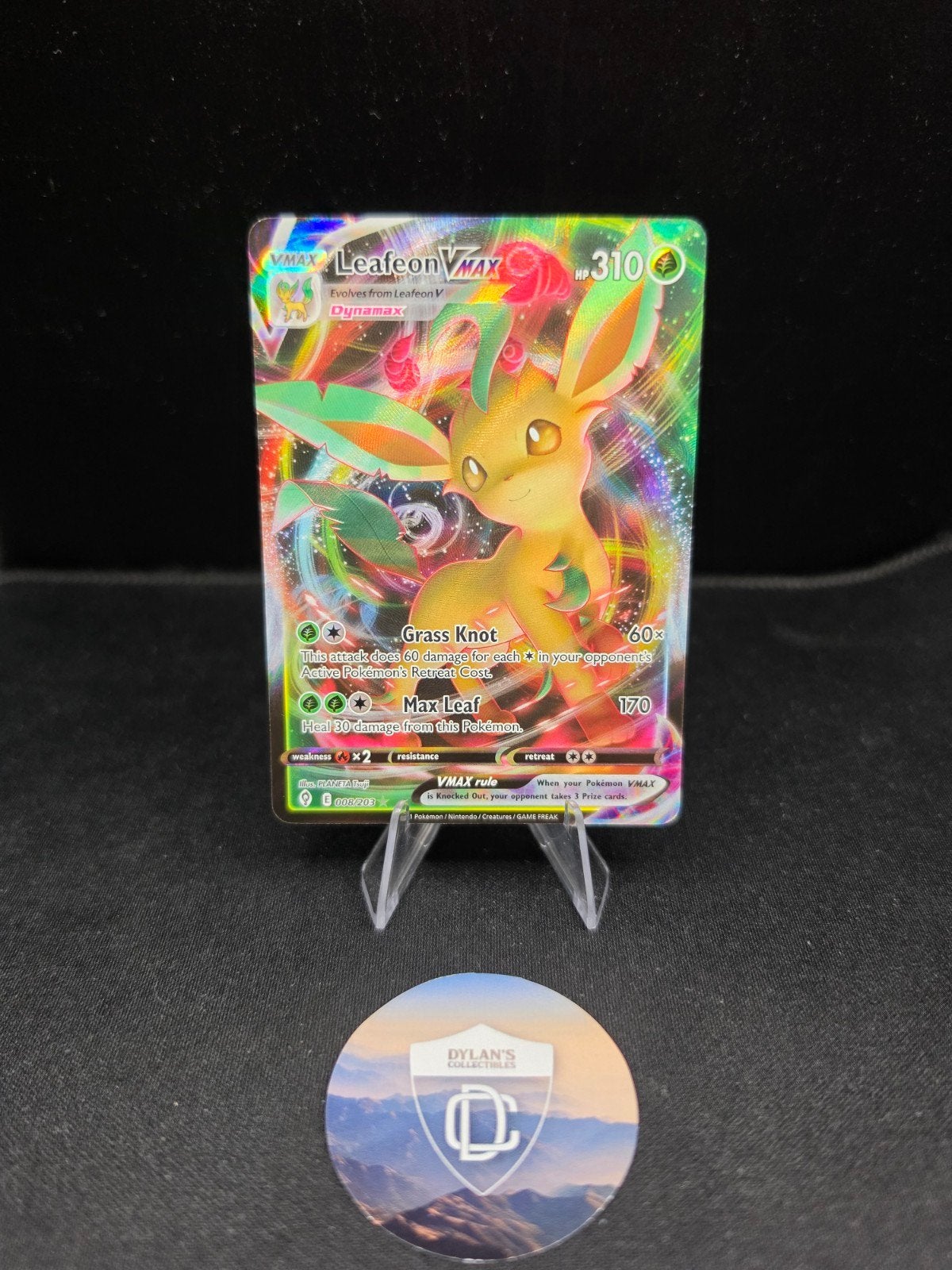 Leafeon VMAX - Evolving Skies - 008/203, Ophalen of Verzenden, Zo goed als nieuw, Losse kaart, Foil