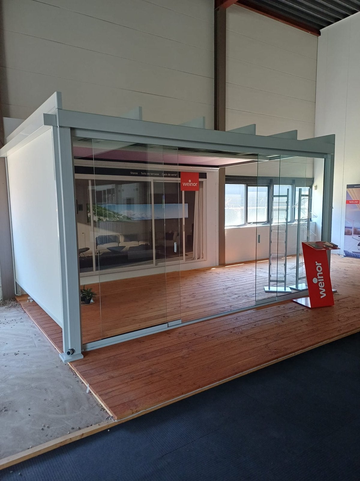 Weinor Terrasoverkapping met glazen schuifwanden, Tuin en Terras, Ophalen, Overige typen, 450 cm of meer, Elektrisch