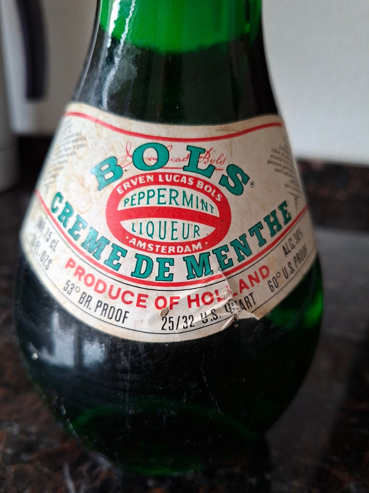 Vintage Bols Crème de Menthe Likeur - Groen, Ophalen of Verzenden