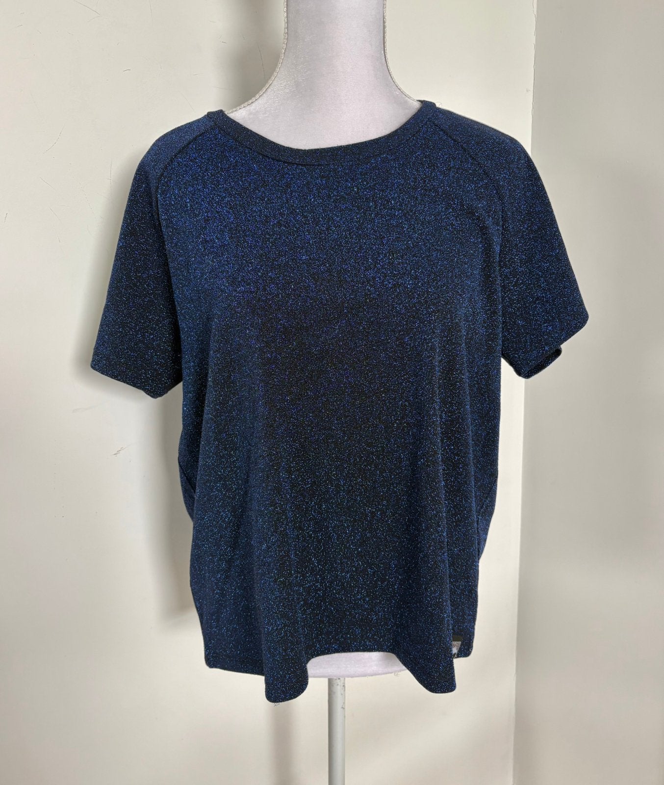 Donkerblauwe flared glittertop - CoolCat - maat XL, Blauw, Maat 42/44 (L), Nieuw, Ophalen of Verzenden